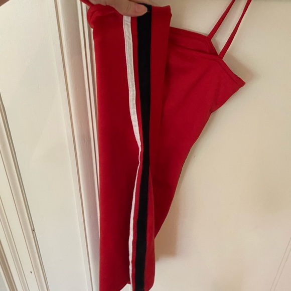 H&M bodycon dress - red with white and black stripes down side - Picture 5 of 7